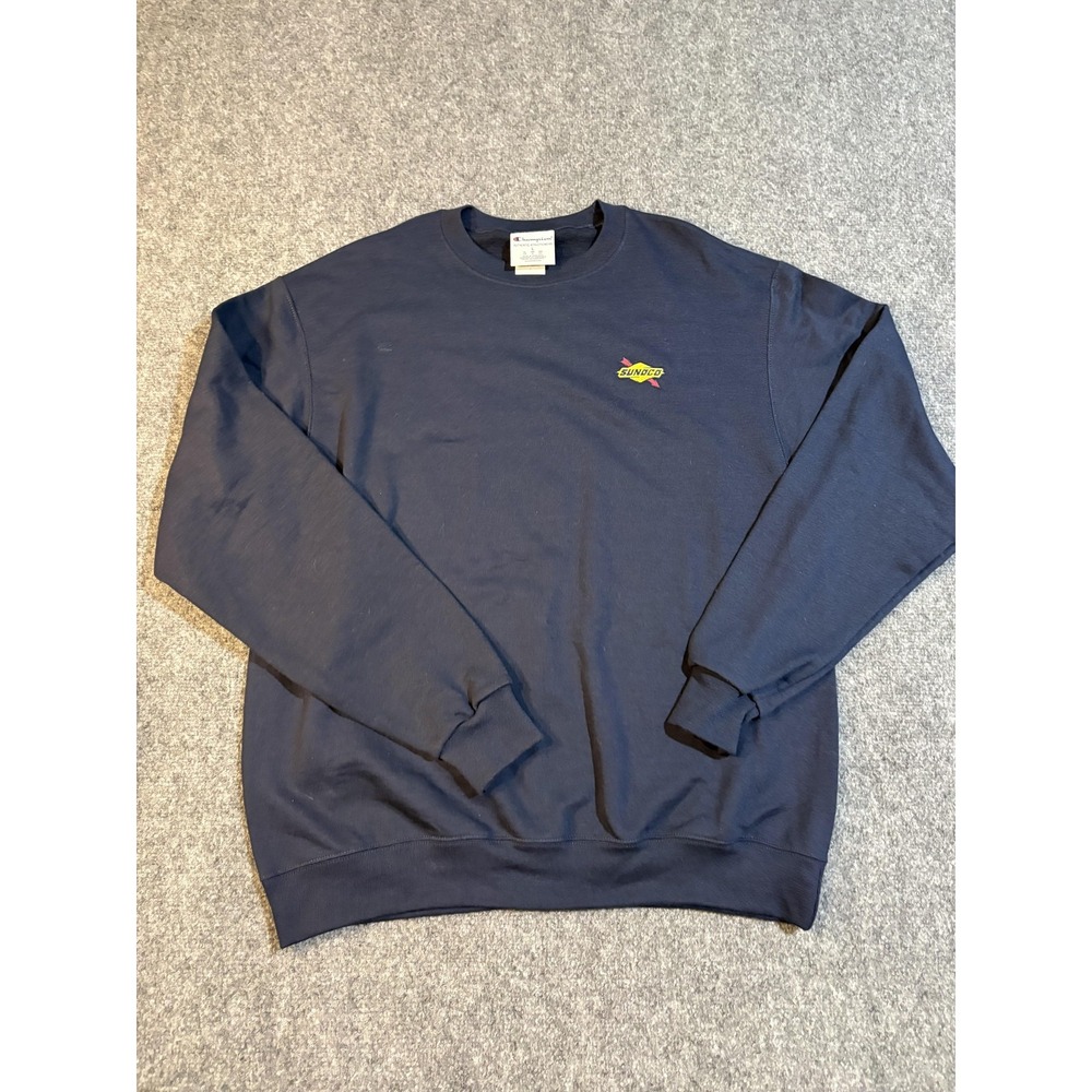 Champion Sweatshirt Mens Large Blue Sunoco Racing Logo Crewneck Pullover